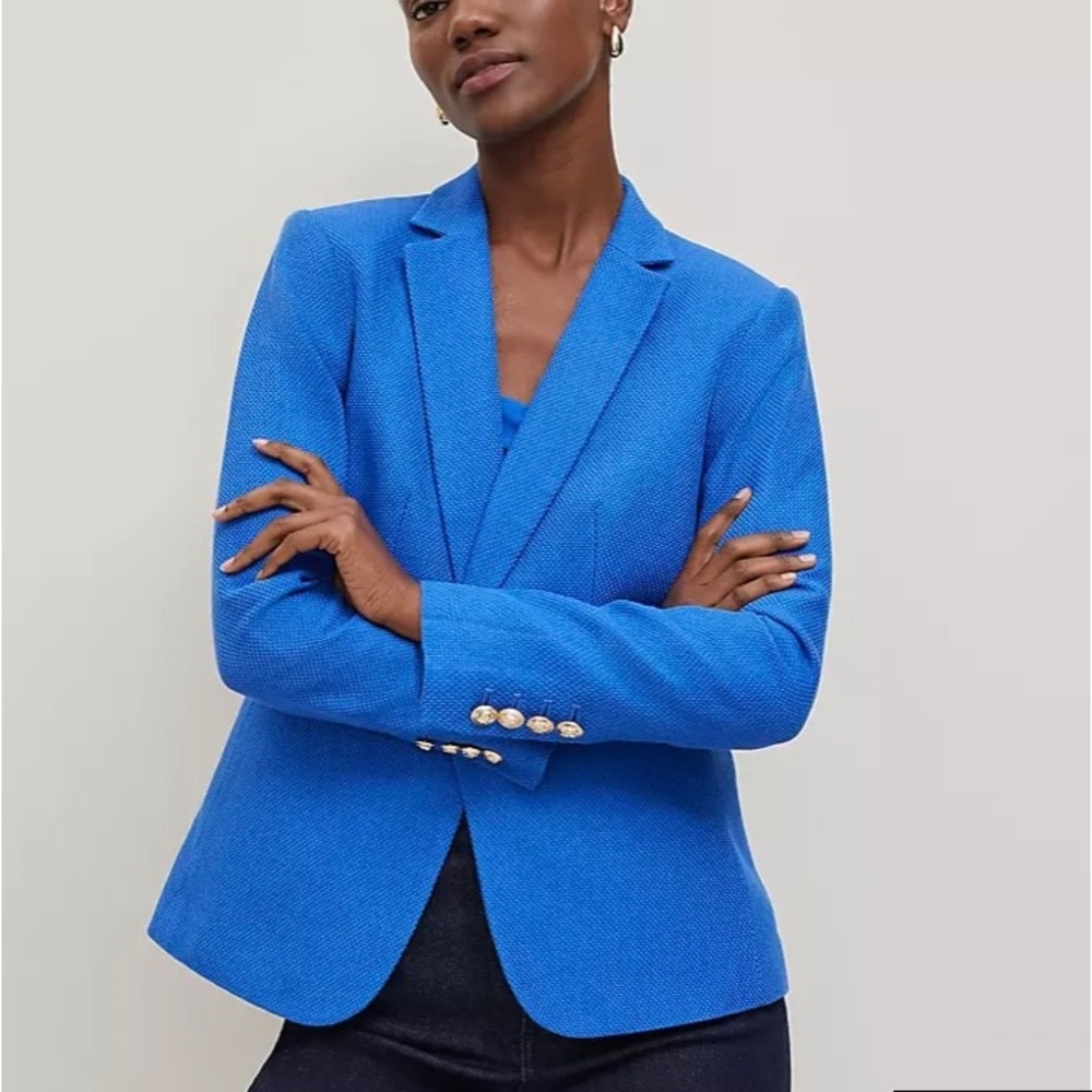 NWT! Ann Taylor Power Blue Hutton Tailored Blazer with Notched Lapels